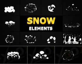 Pr图形模板 卡通动画冬天冬季雪花炸开爆炸气流元素 Pr素材